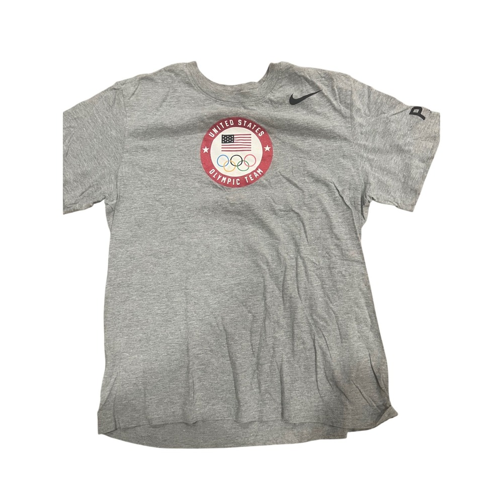 Nike US Olympic Team Paris T-Shirt Mens Sz S Gray Short Sleeve Graphic Americana